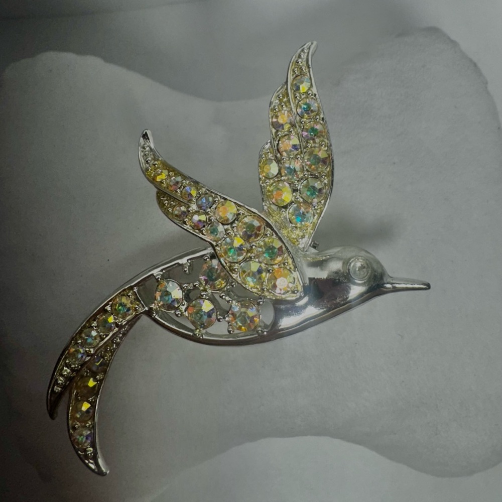 Elegant Silver and Gold Bird Brooch